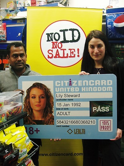 Luciana Berger MP and 'No ID, No Sale!' message